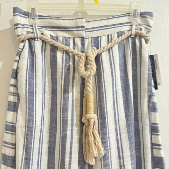 FINAL PRICE NWT Chelsea & Theodore Linen Blend Wide Leg Striped Pants - Picture 6 of 12